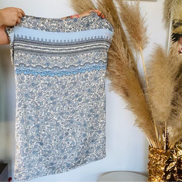 DKNY Blue Cream Gold Sequins Paisley Print Short Sleeve Mini Dress Tunic XS - Picture 3 of 8